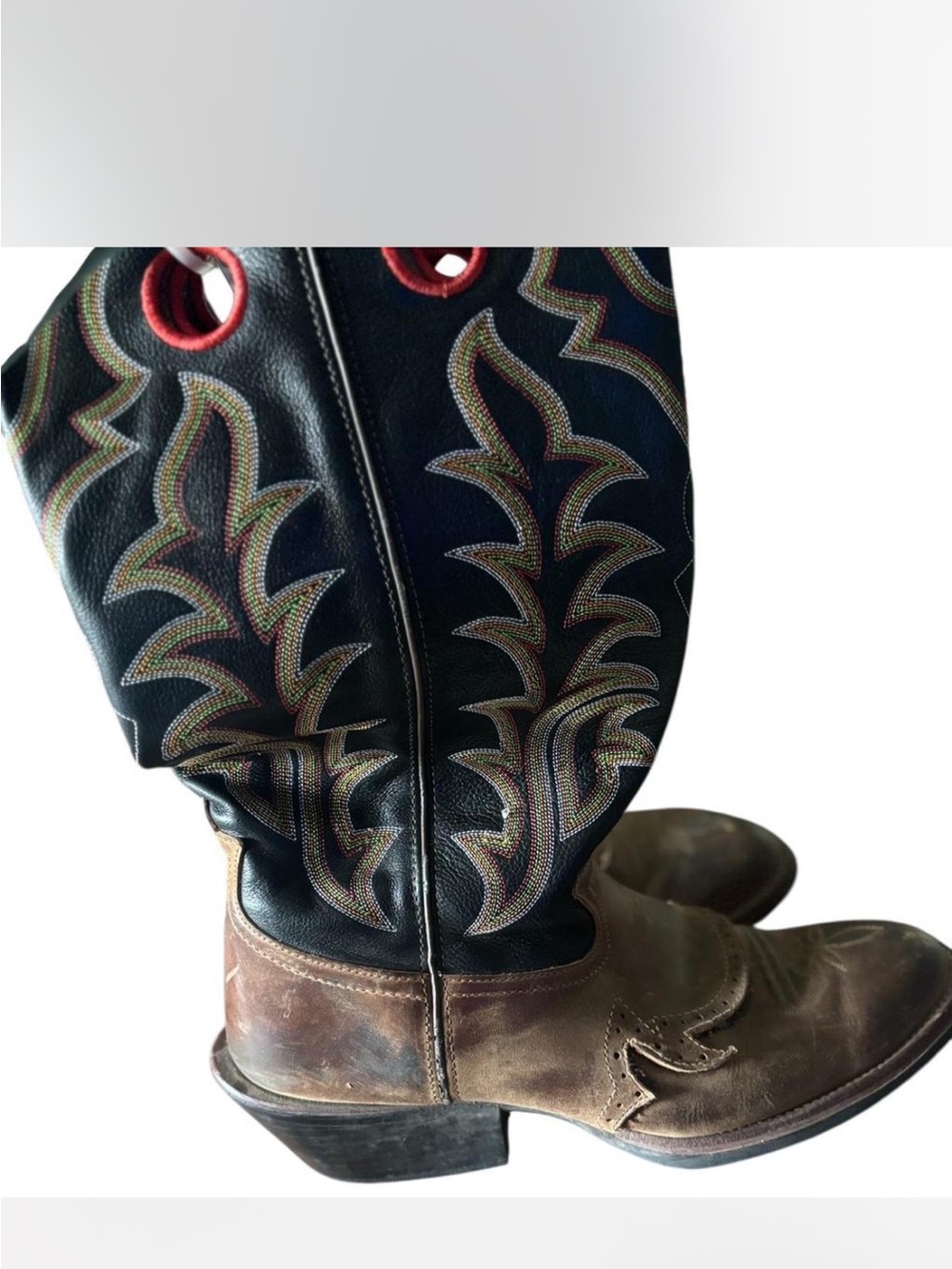Tony Lama Black Shaft with Brown Leather Foot Western Boots